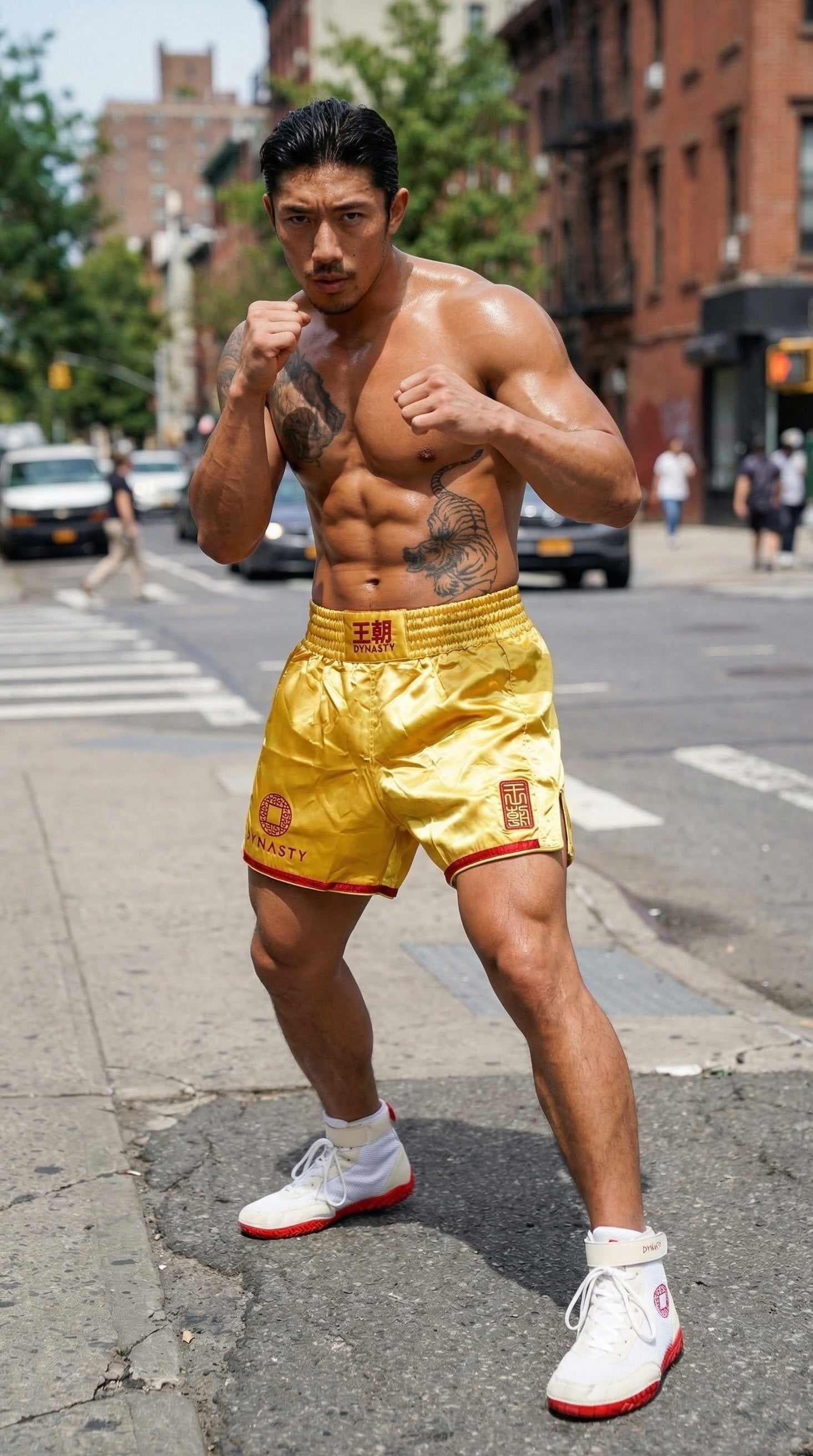 Dynasty Flagship Muay Thai / Sanda Fight Shorts V2 (Gold)-Muay Thai / Sanda Shorts - Dynasty Clothing MMA