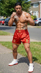 Dynasty Flagship Muay Thai / Sanda Fight Shorts V2 (Red)-Muay Thai / Sanda Shorts - Dynasty Clothing MMA