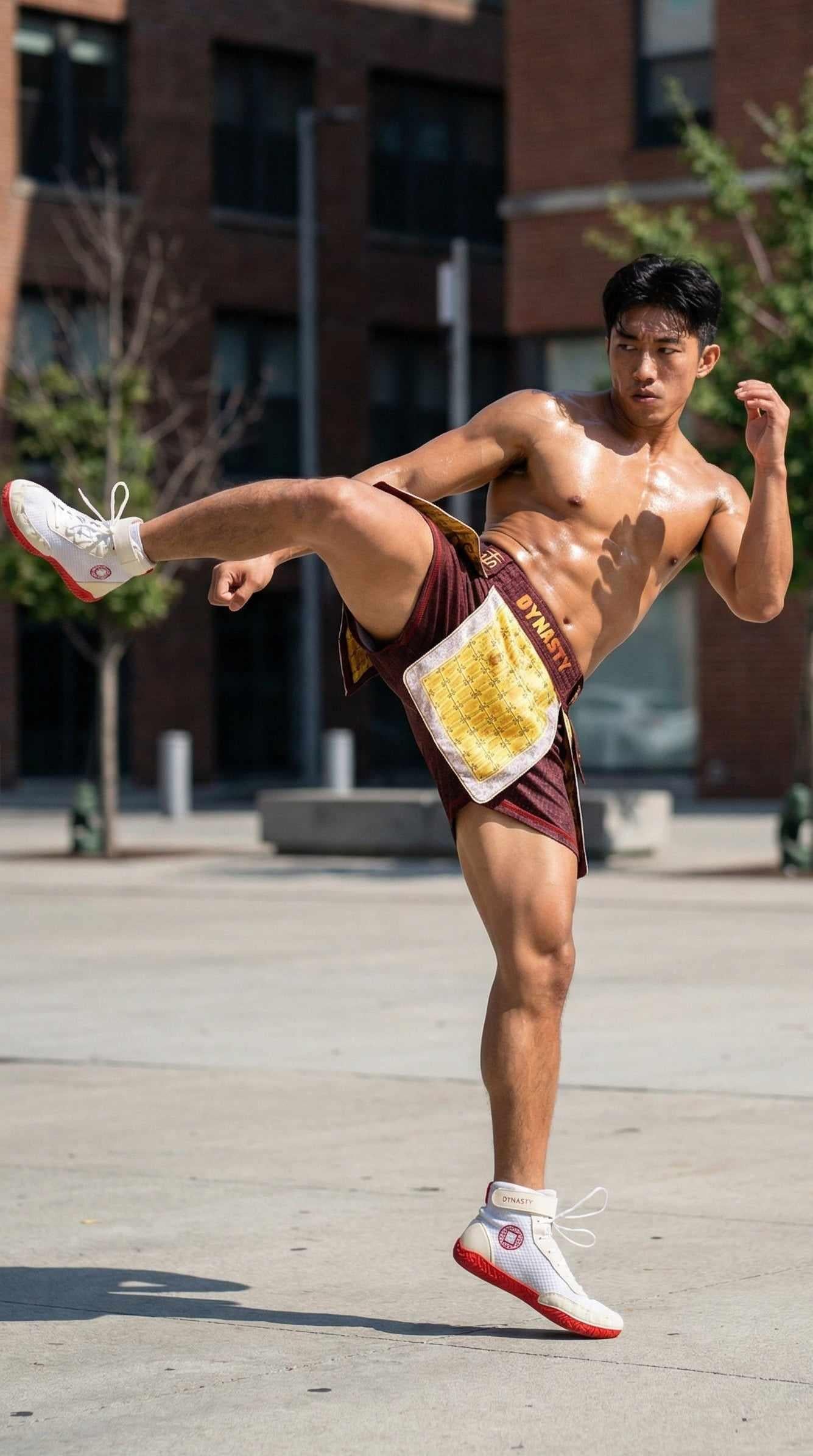 Emperor Golden Flower Armor Fight Shorts-Armor Shorts - Dynasty Clothing MMA