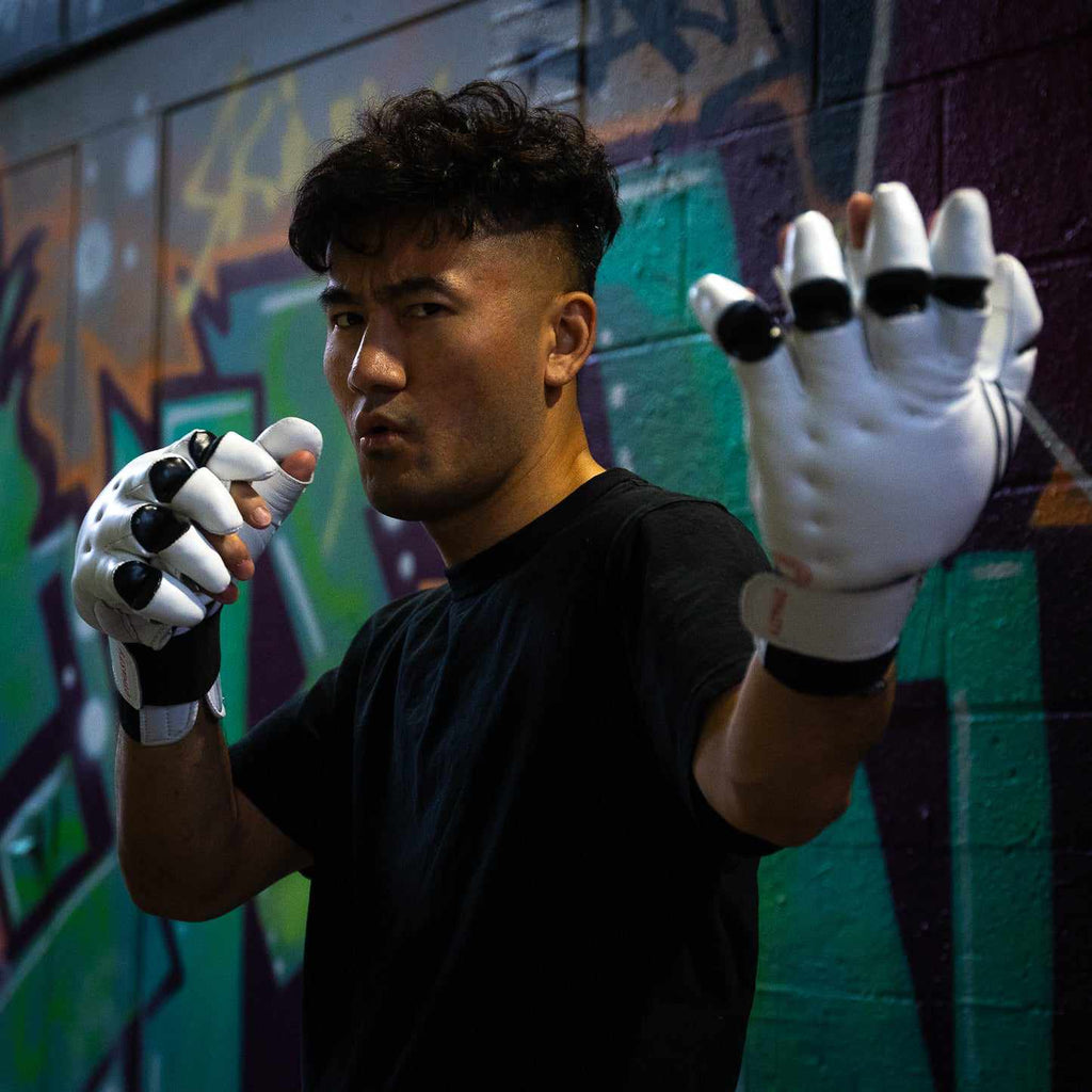 "Enter The Dragon" Old School Kung Fu Combat Gloves (White)-MMA Gloves - Dynasty Clothing MMA