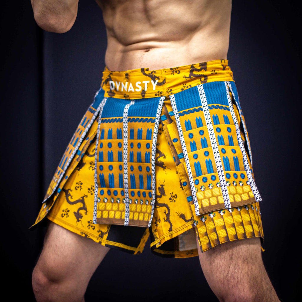 Bushido Samurai Armor Fight Shorts (Gold)-Armor Shorts - Dynasty Clothing MMA