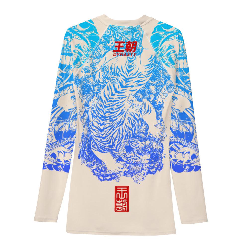 Crouching Tiger Hidden Dragon V2 Rash Guard (Blue)-Rash Guards - Dynasty Clothing MMA