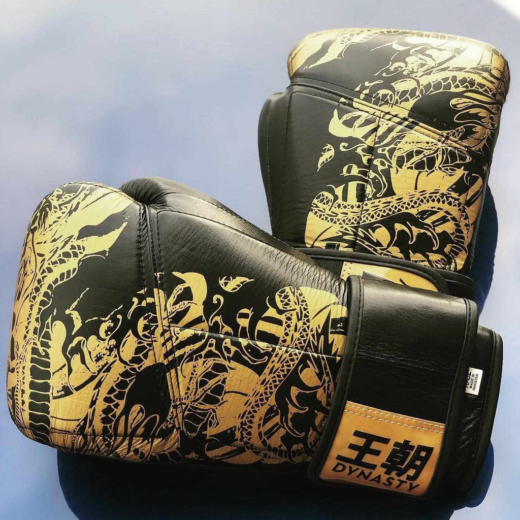 Dueling Dragons 2 Boxing Gloves (Black)-Boxing Gloves - Dynasty Clothing MMA