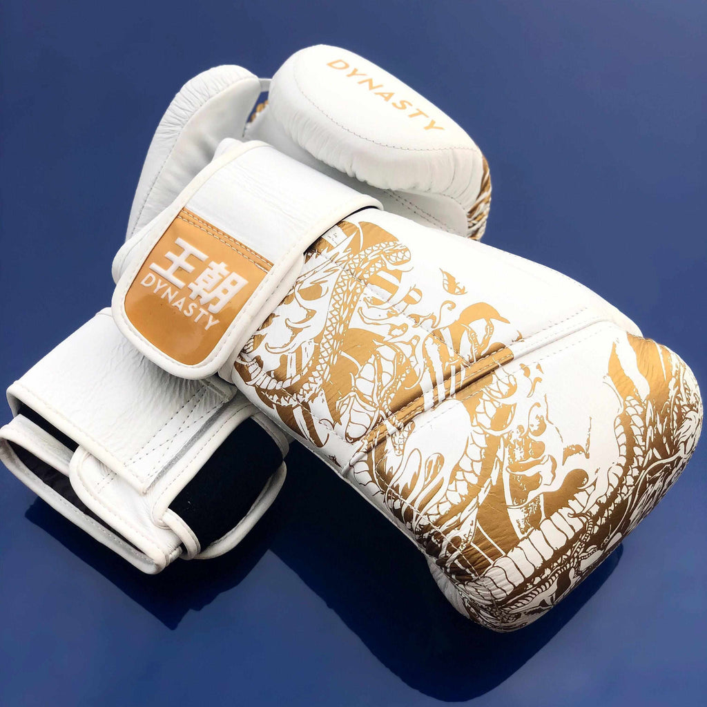 Dueling Dragons 2 Boxing Gloves (White)-Boxing Gloves - Dynasty Clothing MMA