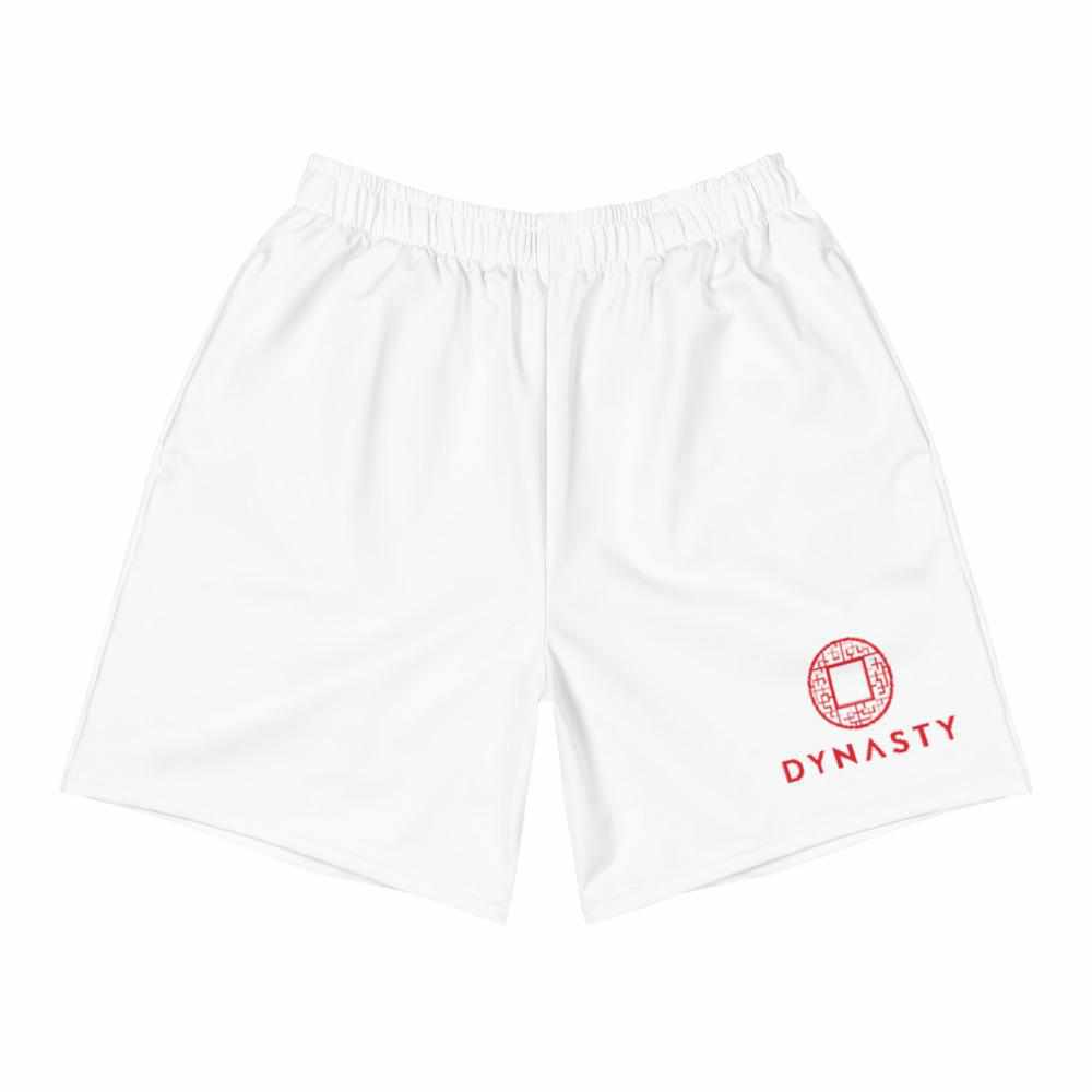Dynasty Emblem Active Training Workout Shorts (White)-Training Shorts - Dynasty Clothing MMA