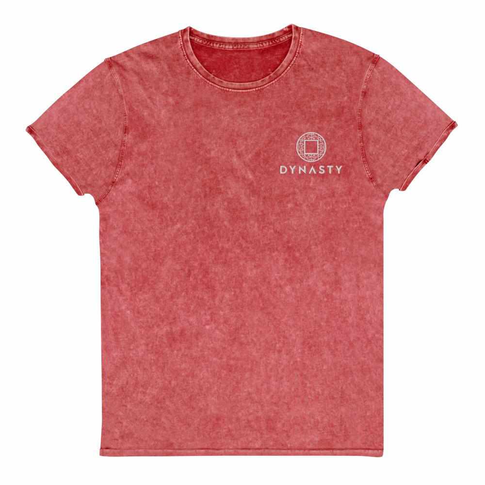 Dynasty Emblem Embroidered Denim T-Shirt-T-Shirts - Dynasty Clothing MMA