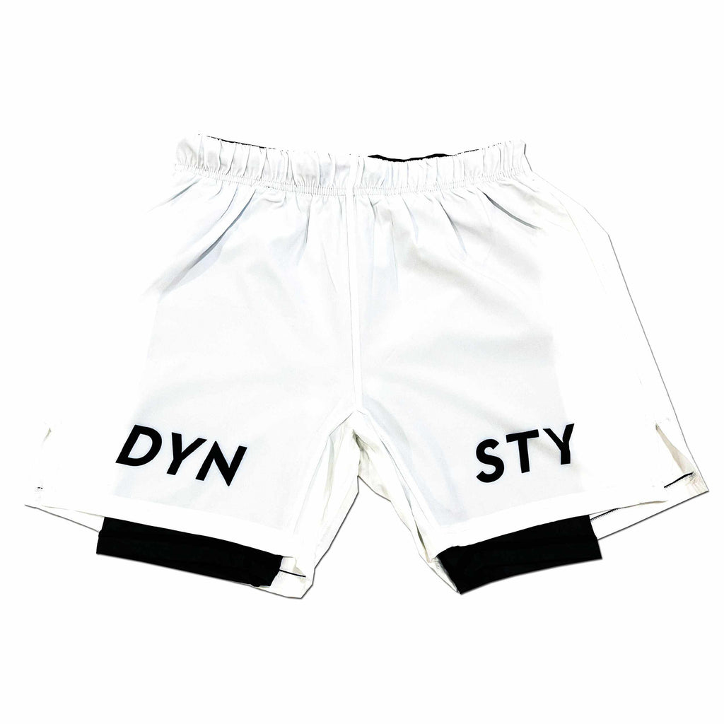 Dynasty Hybrid Competition Shorts (White)-Hybrid Shorts - Dynasty Clothing MMA