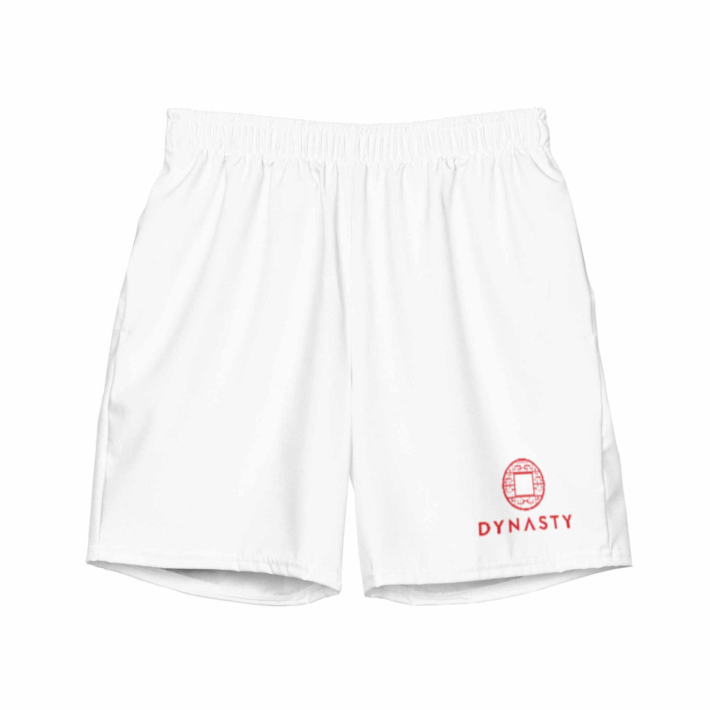 Dynasty Hybrid Emblem Board Shorts (White)-Hybrid Shorts - Dynasty Clothing MMA