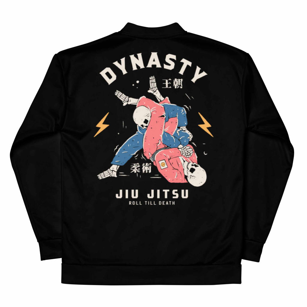 Jiu-Jitsu "Roll 'Till Death" Bomber Jacket (Black)-Bomber Jacket - Dynasty Clothing MMA