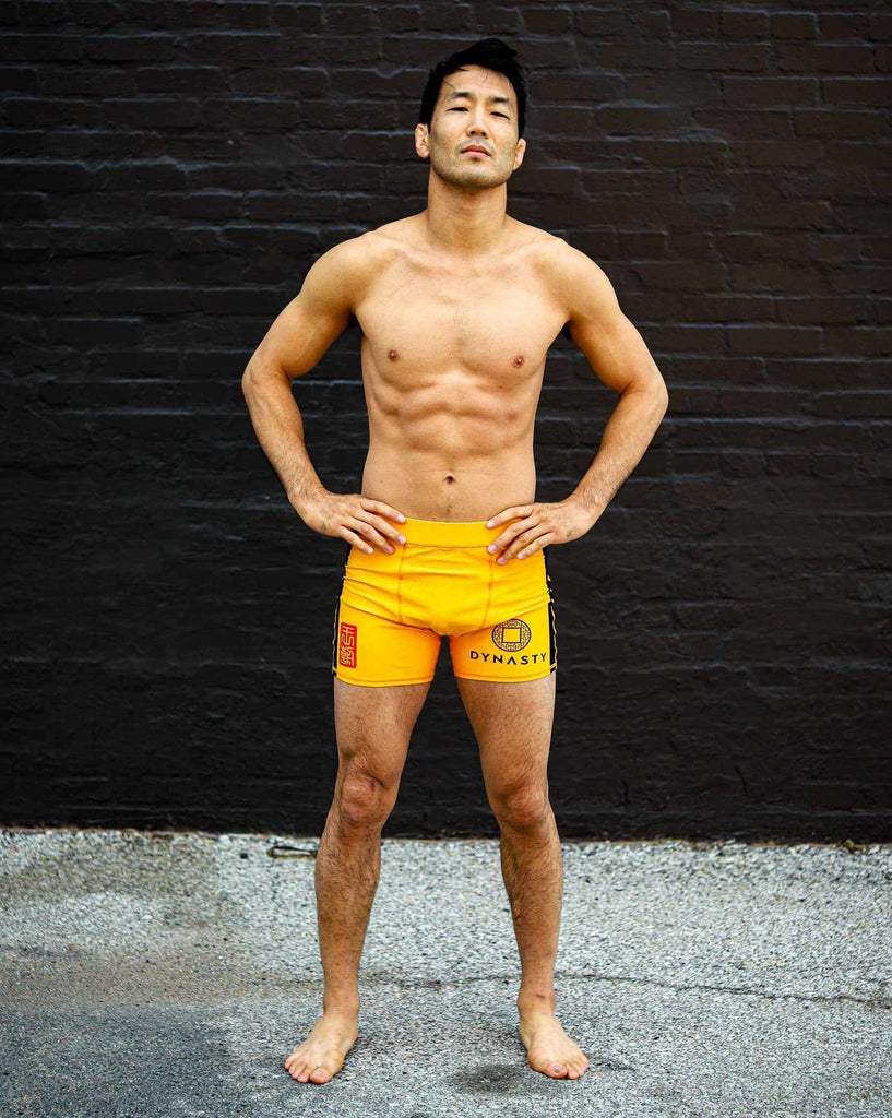 Legendary Spirit Elite Compression Shorts (Vale Tudo) (Yellow)-Compression Shorts - Dynasty Clothing MMA