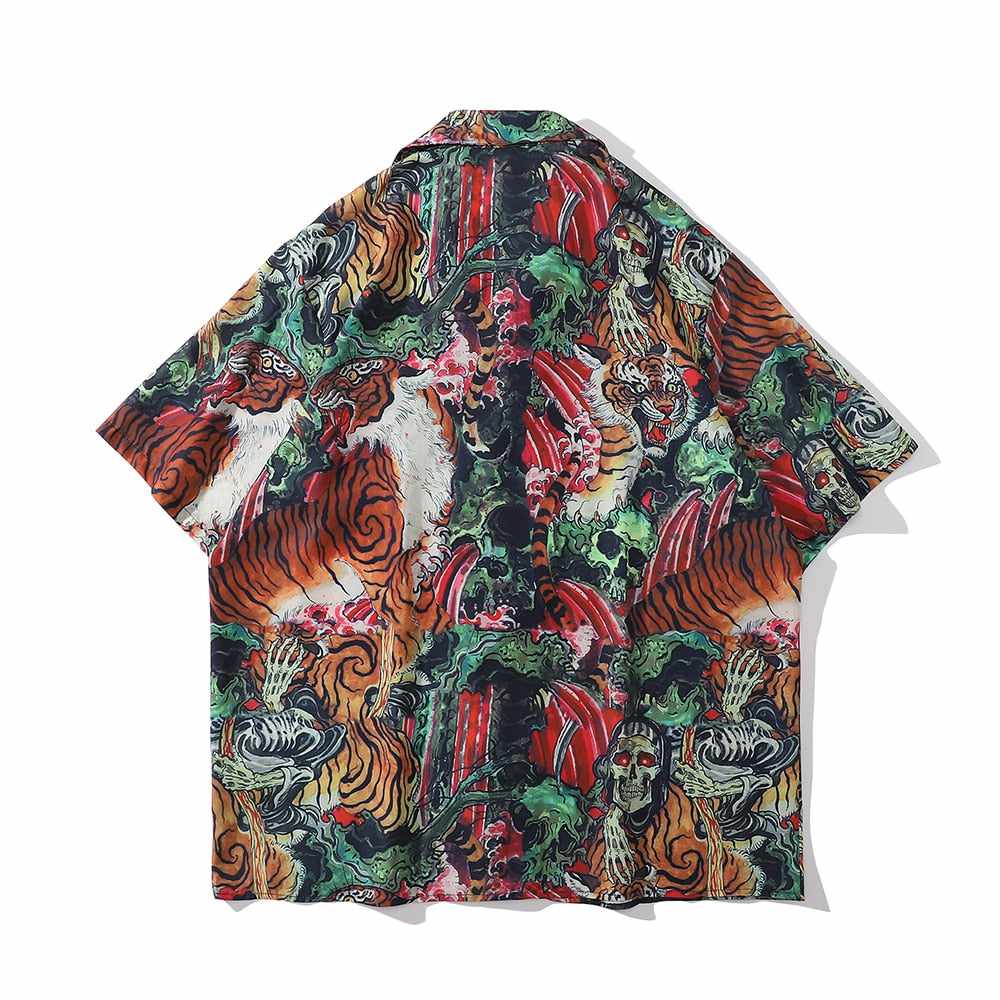 Neo Brawler Tiger Skeleton Hawaiian Beach Shirt-Neo Dynasty - Dynasty Clothing MMA
