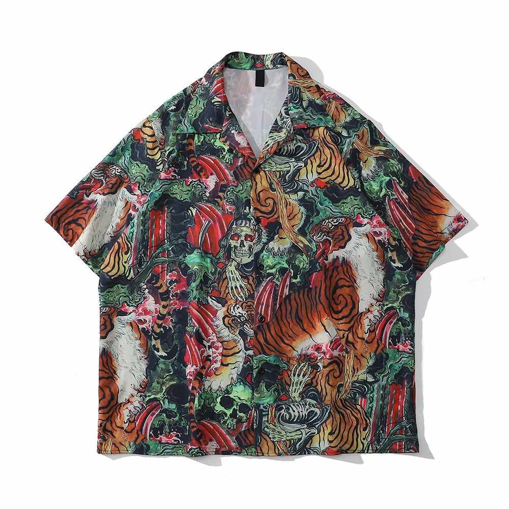 Neo Brawler Tiger Skeleton Hawaiian Beach Shirt-Neo Dynasty - Dynasty Clothing MMA