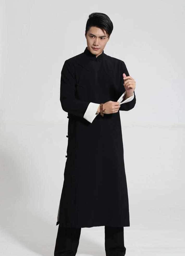 Neo Classic Ip Man Cheongsam Kung Fu Robe (Black)-Neo Dynasty - Dynasty Clothing MMA