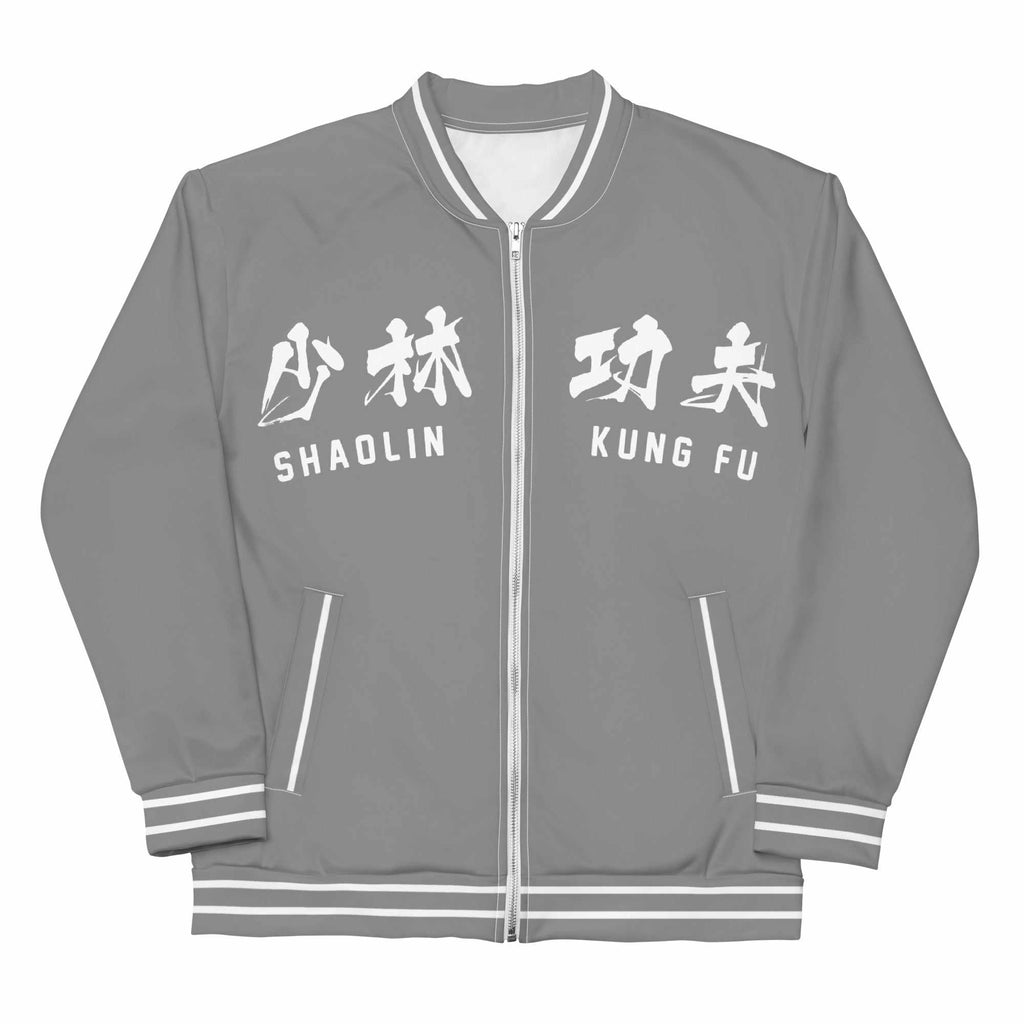 少林功夫 Shaolin Kung Fu Bomber Jacket (Grey)-Bomber Jacket - Dynasty Clothing MMA